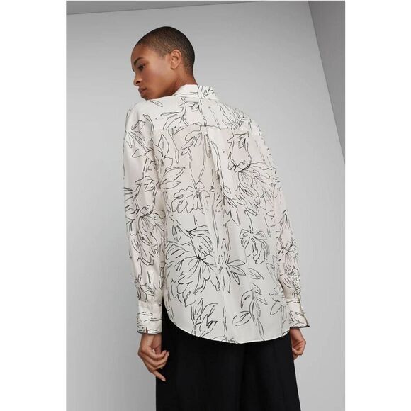 Brunello Cucinelli Blouse Top Womens 3XL (US 2X) Plus 100% Silk Button Front Fl - Picture 2 of 8